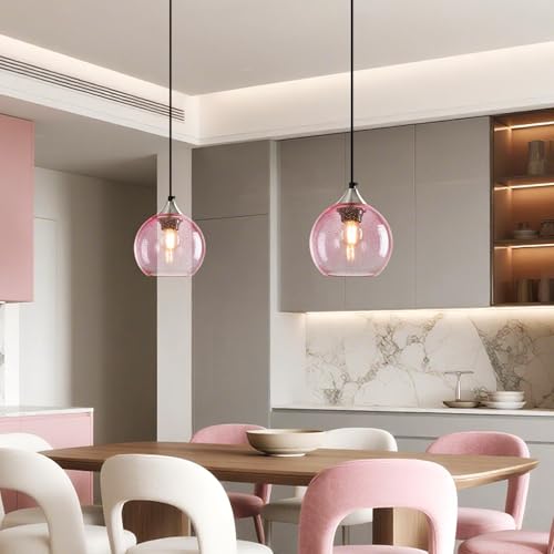 Pink Pendant Lights Kitchen Island 2 Pack (Pink / S - 5.9 in)