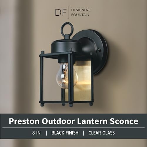 Preston 8 Inch Outdoor Wall Light (8in H (Pack of 1) / Black)