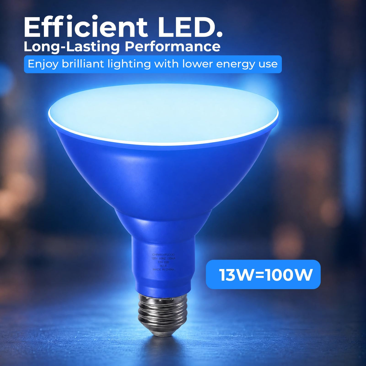 PAR38 Dimmable Blue Light Bulb (Blue / 2 Pack)
