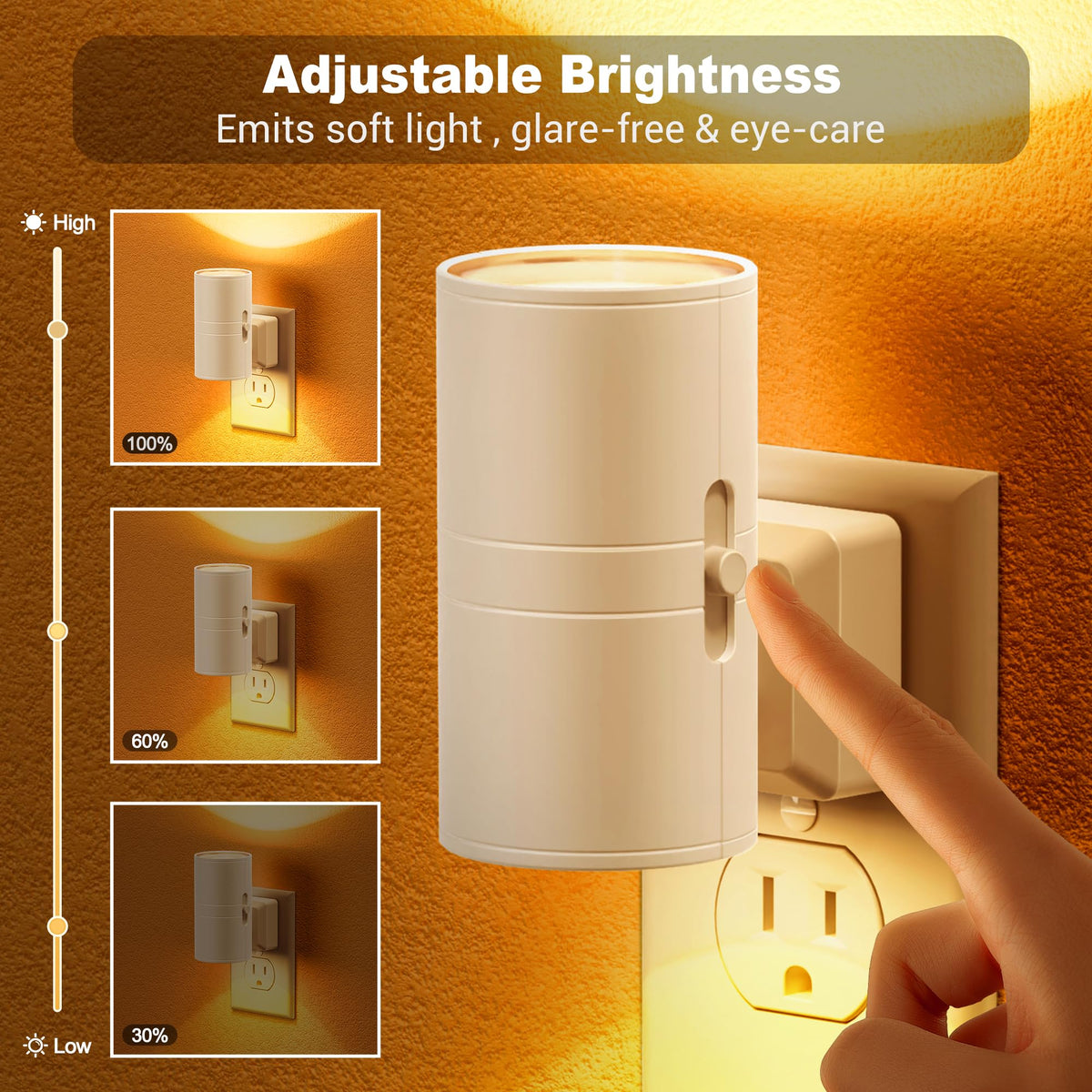 Amber Night Lights Plug into Wall (White)