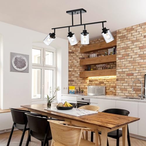 4 Light Black Farmhouse Track Lighting Fixtures Ceiling (Black / 4 Light)