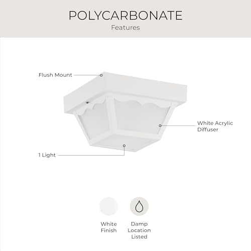8.25" 1 Light Flush Mount Light (White / 8.25-Inch Diameter x 4.75-Inch Height / 1-Light)