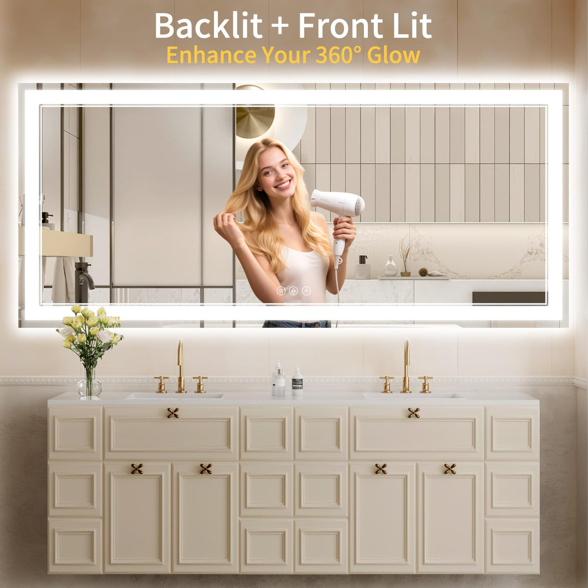 32"x72" LED Bathroom Mirror with Lights (32"L x 72"W)