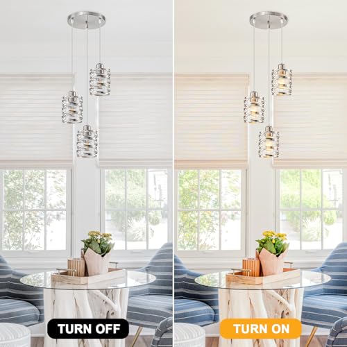 Brushed Nickel 3 Lights Cluster Pendant Light for Kitchen Island (Brushed Nickel Clear Glass / 3 Light)
