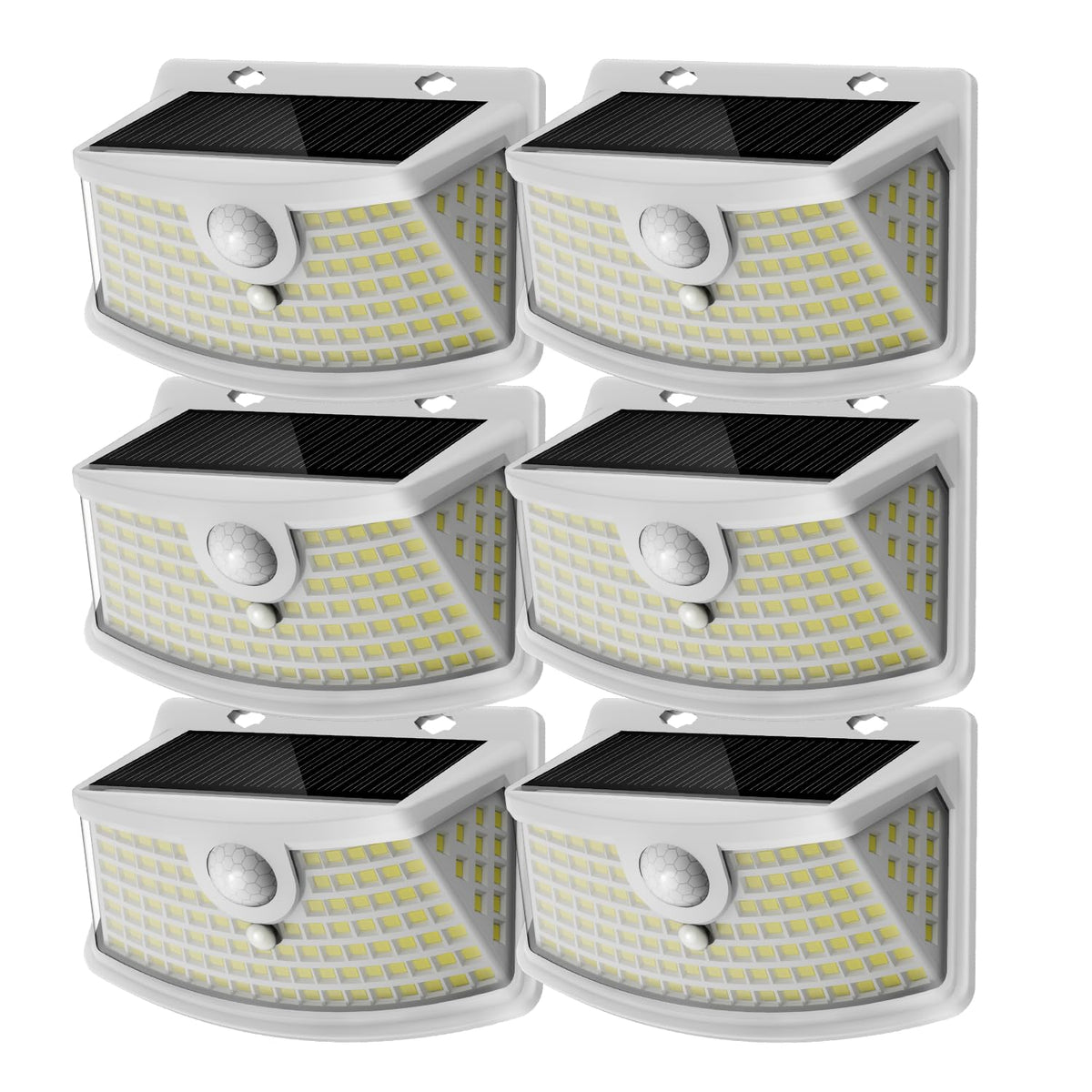 Solar Motion Sensor Lights Outdoor 120 LEDs (White / 6 Pack)