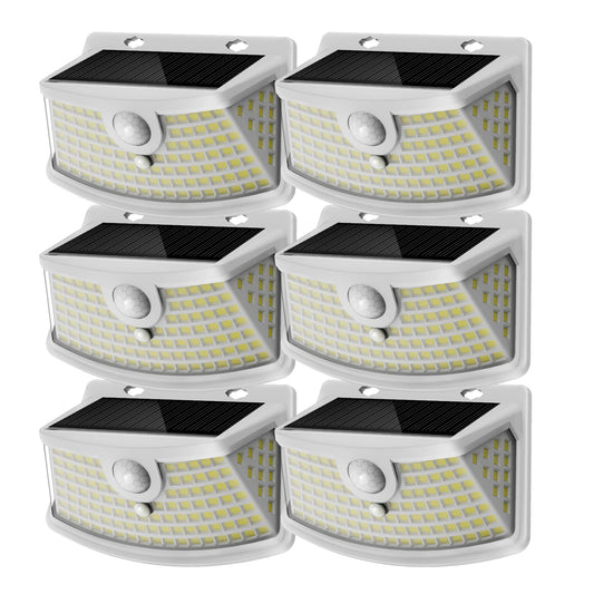 Solar Motion Sensor Lights Outdoor 120 LEDs (White / 6 Pack)