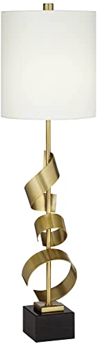 Ziggy 32" Large Table Lamp Gold Scroll Console Skinny Sculptural