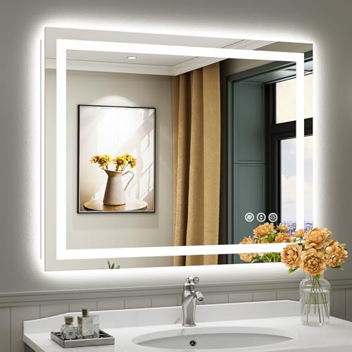 40x32 Inch LED Bathroom Mirror with Lights (Backlit+front Lit / 40"L x 32"W)