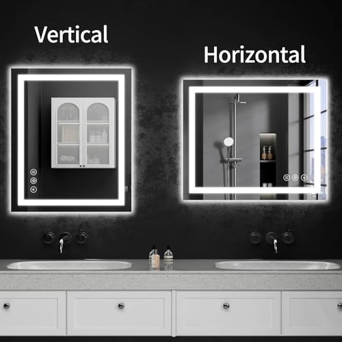 LED Bathroom Mirrors 24"x28" Bathroom Mirror with Lights for Wall (28"L x 24"W)
