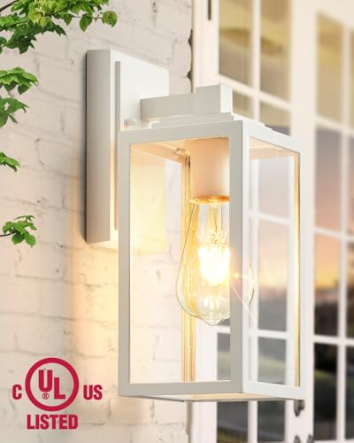 2 Pack White Outdoor Light Fixture (White / No Sensor 2 PACK)