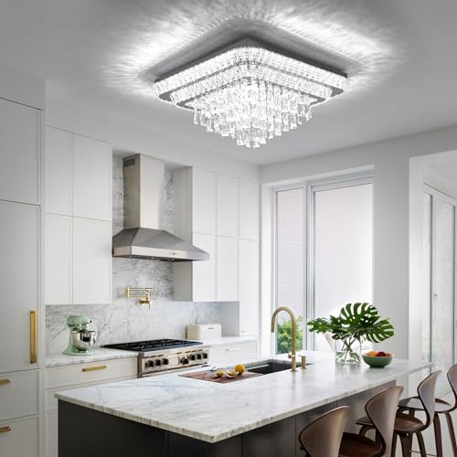 Crystal Chandeliers Modern Led Luxury Flush Mount Ceiling Light 34 (Silver / 34 Inches)