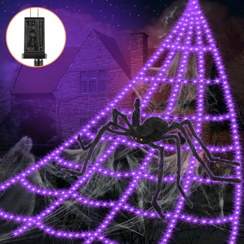 Halloween Decorations Outdoor Spider Web Lights