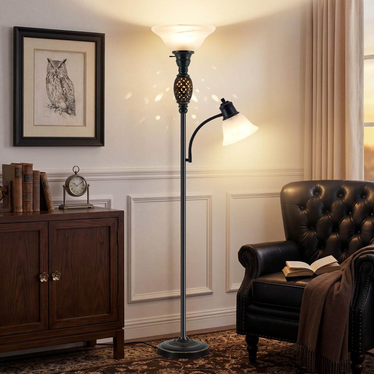 70" Floor Lamp with Night Light (Black 2)