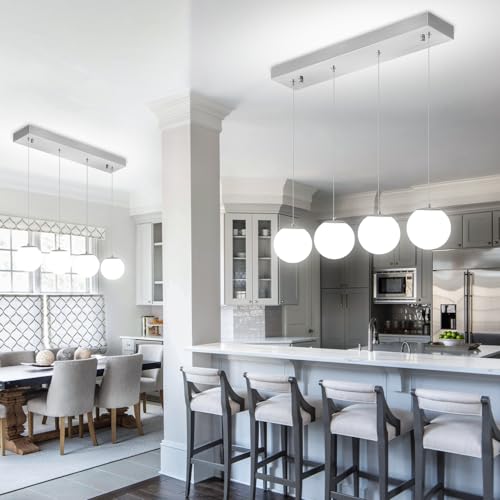Modern Kitchen Island Lighting Linear Chandeliers for Dining Room 4 (Silver-White / Rectangle 4-Light)