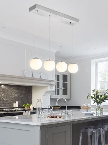 Modern Kitchen Island Lighting Linear Chandeliers for Dining Room 4 (Silver-White / Rectangle 4-Light)