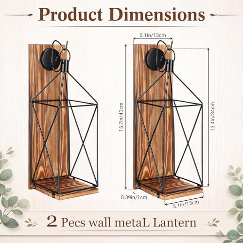Set of 2 Wall Candle Sconces Farmhouse Wood Candle Holder
