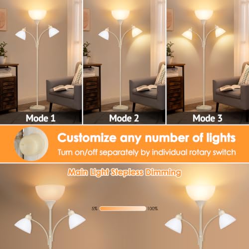Torchiere Floor Lamps for Living Room (Rustic White)