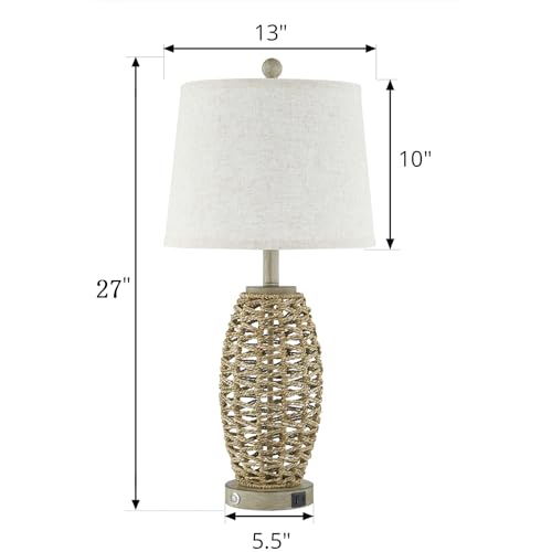 27” Natural Rattan Table Lamps Set of 2