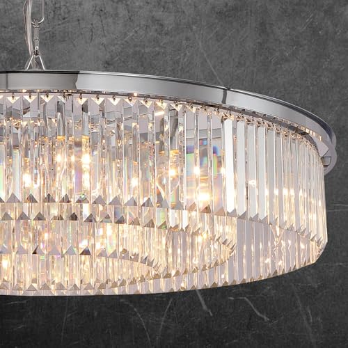 Modern Crystal Chandelier Light Black&Chrome