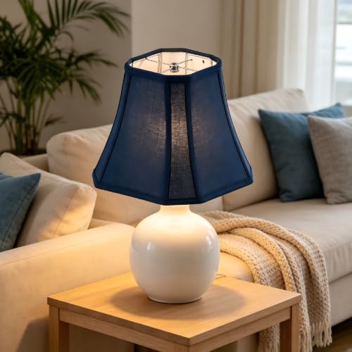 Navy Blue Hexagonal Linen Lamp Shade (Blue / (6.25*6.25)(13*13)11* 1 Pack)