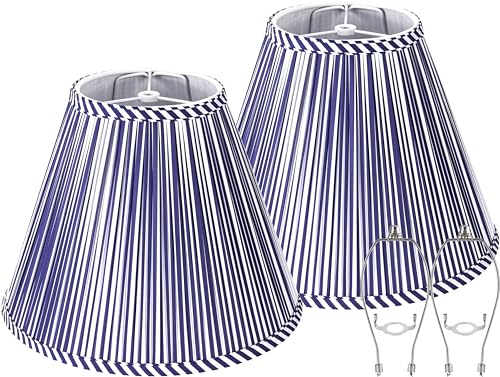 Lamp Shades White Blue Polyester Set of 2 6"×13"×9.8" Bell Shade (Blue-2 Pack / 6*13*9.8in)