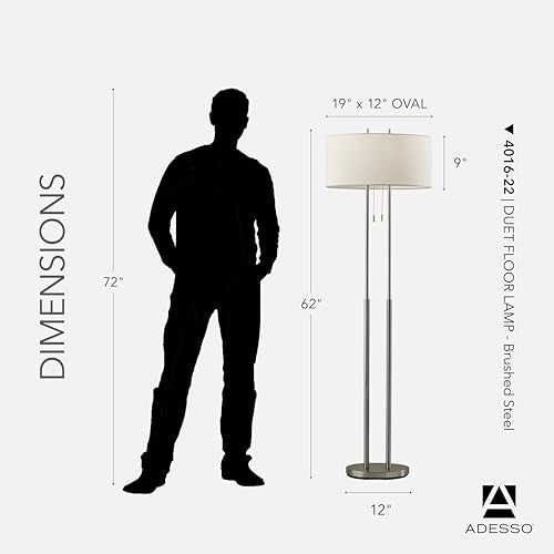 2 Light Floor Lamp (Satin Steel / Floor Lamp)