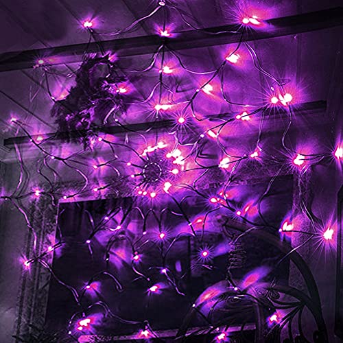 Halloween 80 LED Spider Web Lights with Spider (Purple)