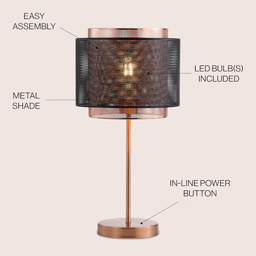 Tribeca Double Mesh Drum Table Lamp 19.75" Metal