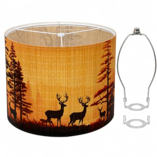 Soft bamboo lampshade for table & floor lamps (Bamboo print deer)