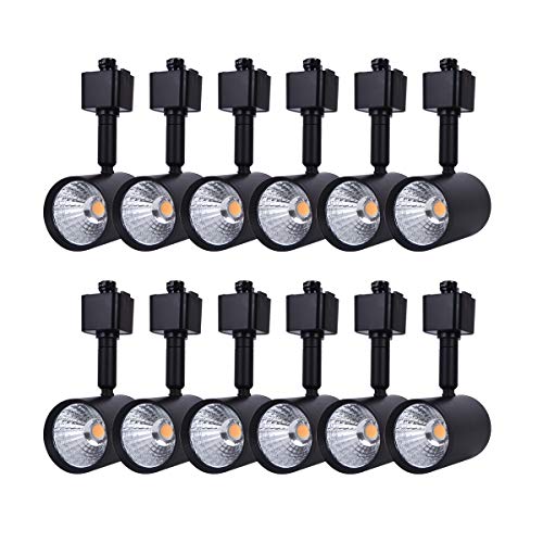 12 Pack H Type LED Track Lighting Heads 6.5W 3000K Warm White Black (3000K Warm White)