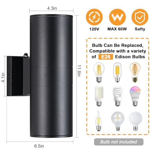 Dusk to Dawn Outdoor Lighting Sensor Wall Lights 2 (Black)