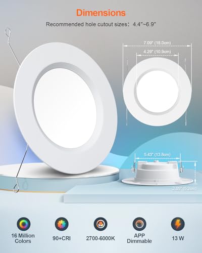 Recessed Lighting 6 Inch (White - 1 Pack)