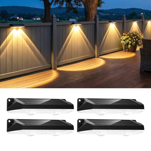 4 Pack Solar Fence Lights Outdoor