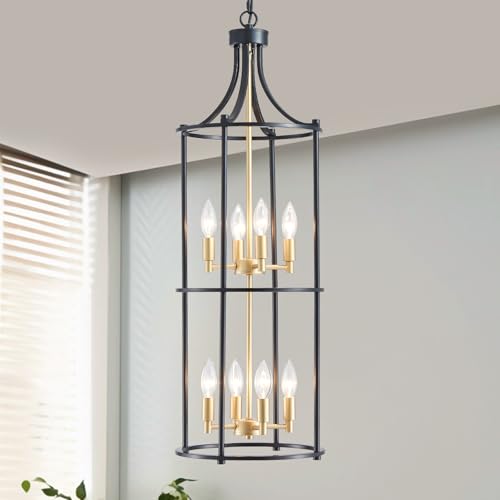 Black and Gold Foyer Chandeliers for High Ceiling (black and gold)