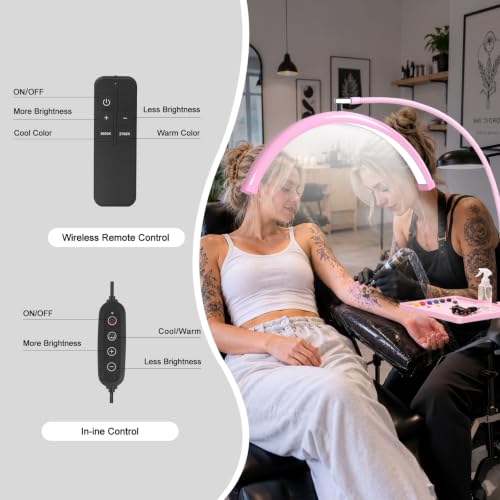 Half Moon Lash Light with Tool Tray for Eyelash Extensions & Estheticians (Pink)