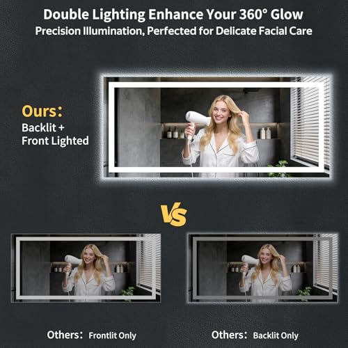 72"x32" LED Bathroom Mirror with Lights (Frontlit & Backlit / 72"L x 32"W)