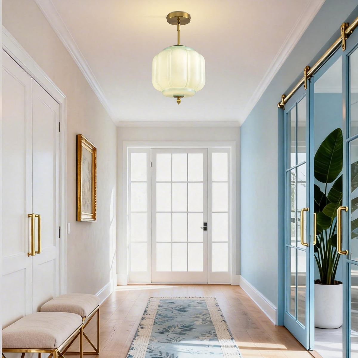 Vintage Blue Glass Pendant Lights 9.8 Inch Mid Century Modern Hanging Ceiling Light (Blue-1 Pack / 9.8 inch)