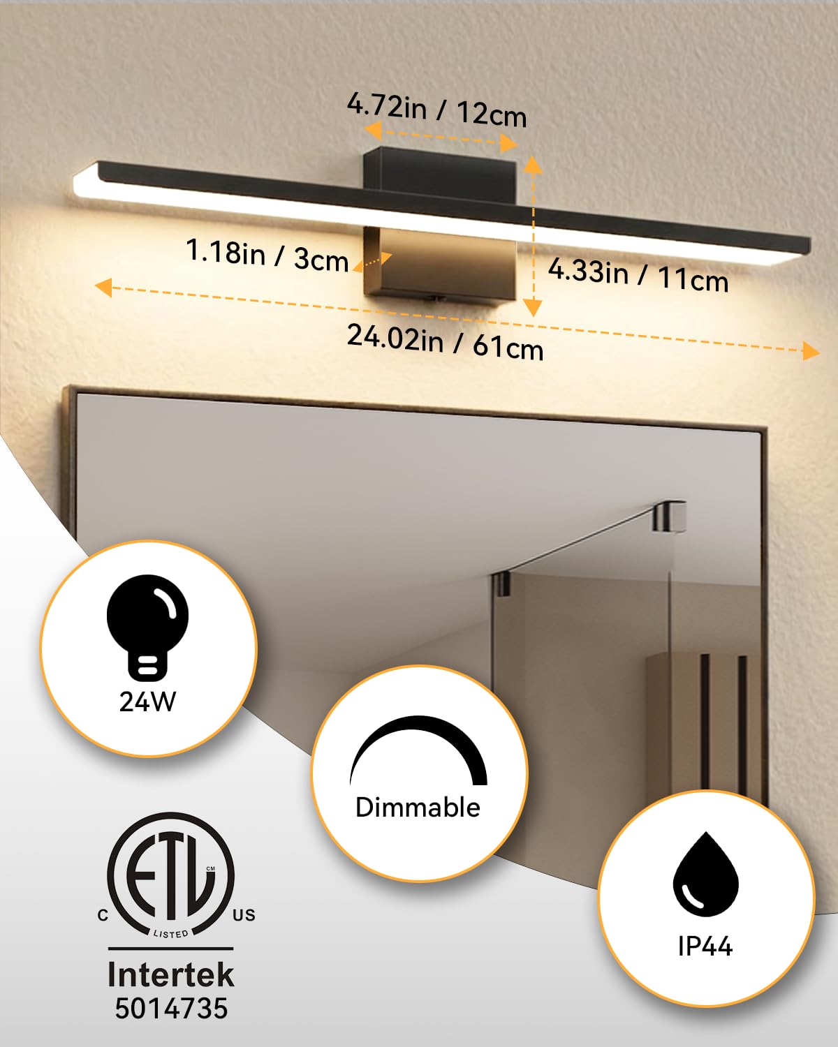 Modern LED Bathroom Light Fixtures (24inch)