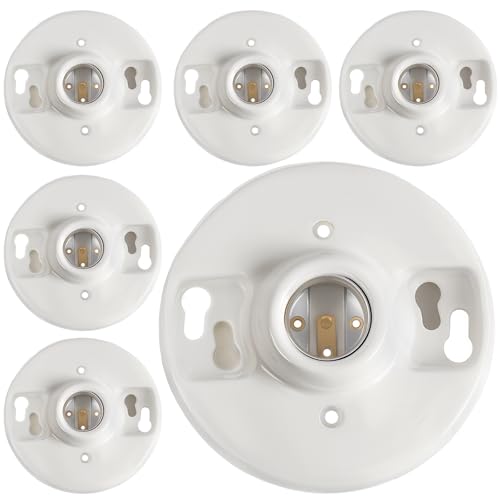 6 Pcs Light Socket E26 Porcelain Keyless Ceiling Bulb Fixture (Porcelain)