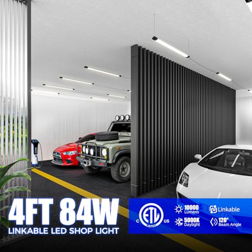 BS84 LED Shop Lights 4FT for Workshop (5000K / Black-84W-6 Packs)