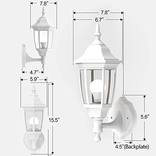 Plastic Outdoor Wall Light Fixtures (White / No Sensor-Plastic)