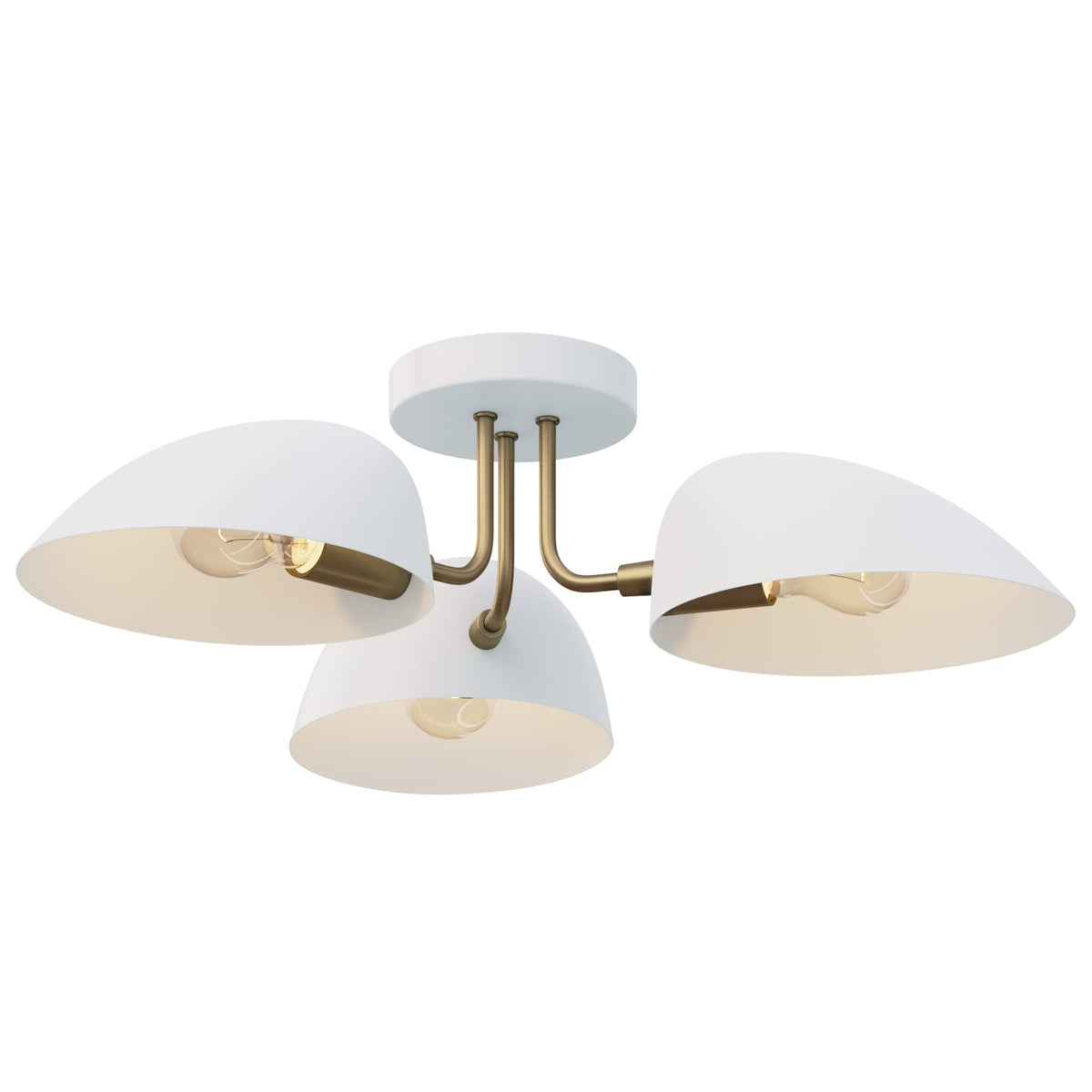 Argo Semi Mount Flush Ceiling Light (Brass Gold/White / 1)