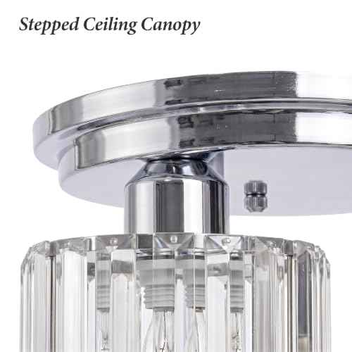 13" Crystal Semi Flush Mount Ceiling Light (Chrome)