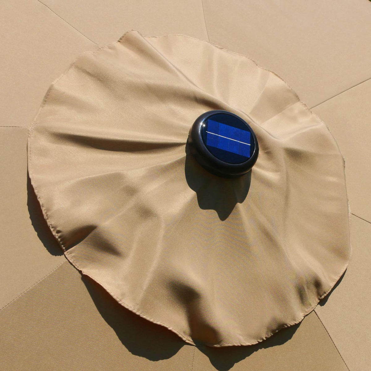 9' Solar LED Patio Umbrella (Light Tan)