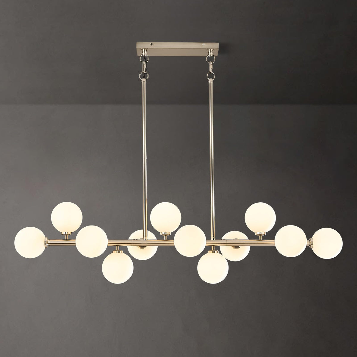 50 Inch Large Glass Globe Sputnik Chandelier (Nickel Milk White / 12-Light 50 Inch)
