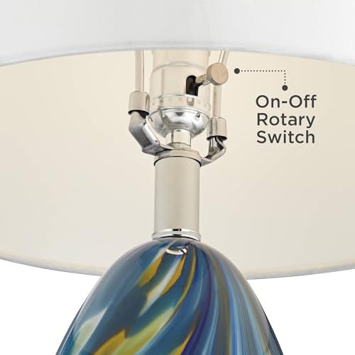 Pablo 27" Tall Table Lamp Blue Art Glass Table Top Dimmer Modern (Blue Art Glass - Table Top Dimmer Included)