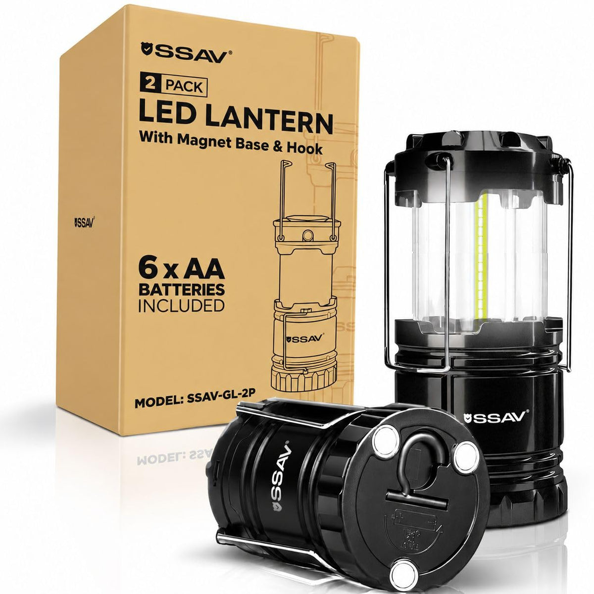 2 Pack Black LED Lanterns (2 Pack Charcoal Black)