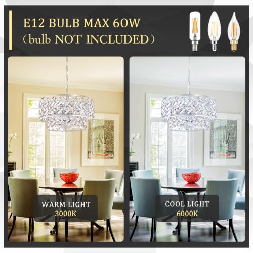 20" Chrome Crystal Chandelier (Large Drum Chrome)