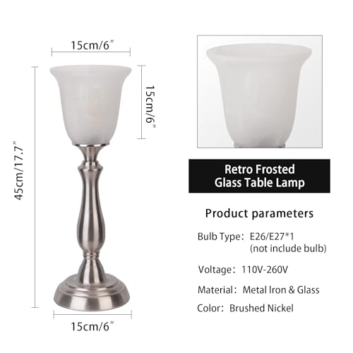 Farmhouse Table Lamp for Living Room (Brushed Nickel)