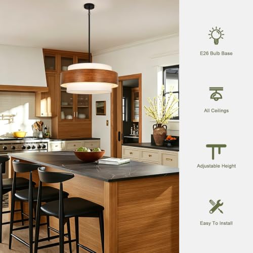 24'' Farmhouse Chandelier (Walnut Finish 24")